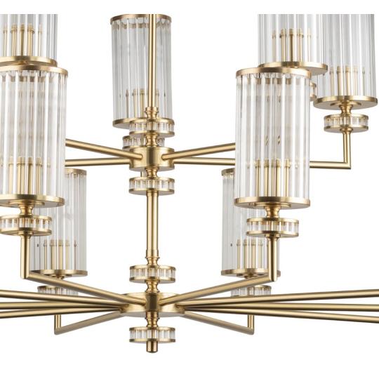 ketszintes nagymeretu matt arany uvegbura villa kastely csillar elegans luxus klasszikus polgari lampa lepcsohaz nappali etterem vilagitas lampabolt.jpg